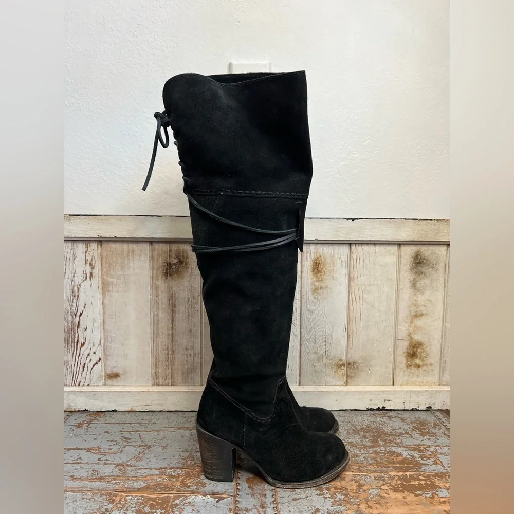 Freebird By Steven Brock Black Suede Over The Knee Boots
